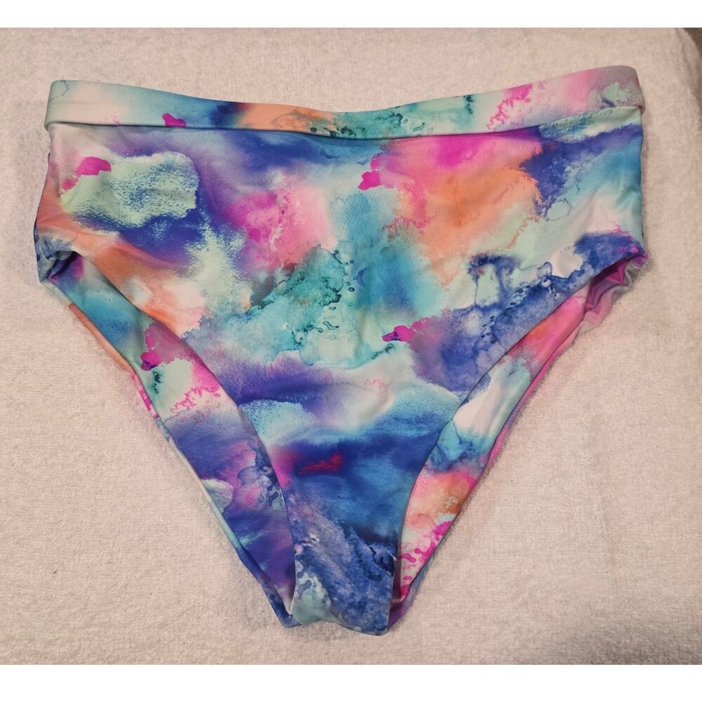 NWT Sommer Ray rainbow tie dye high rise cheeky bikini bottom - large